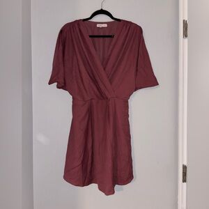 BCBGeneration Deep Rust Mini Wrap Dress with pockets